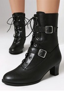 Women Victorian Ankle Boots British Shoes Buckle Ladies High Heels Female Boot
