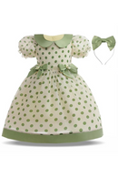 Girl Dot Dresses For Children Costume Bow Birthday Princess Party Kids Clothes Short Sleeve Wedding Gown