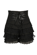 Lace Ruffles Shorts Lace Up Black Women Bloomers Gothic Punk Girls Shorts