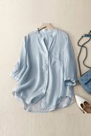 Shirt Women Loose Fit Shirt Solid  Women Casual Shirt Loose Fit 3/4 Sleeve Top