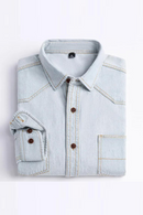 Men's Casual Denim Shirt Long Sleeve Soft Spring Autumn Jeans Shirt