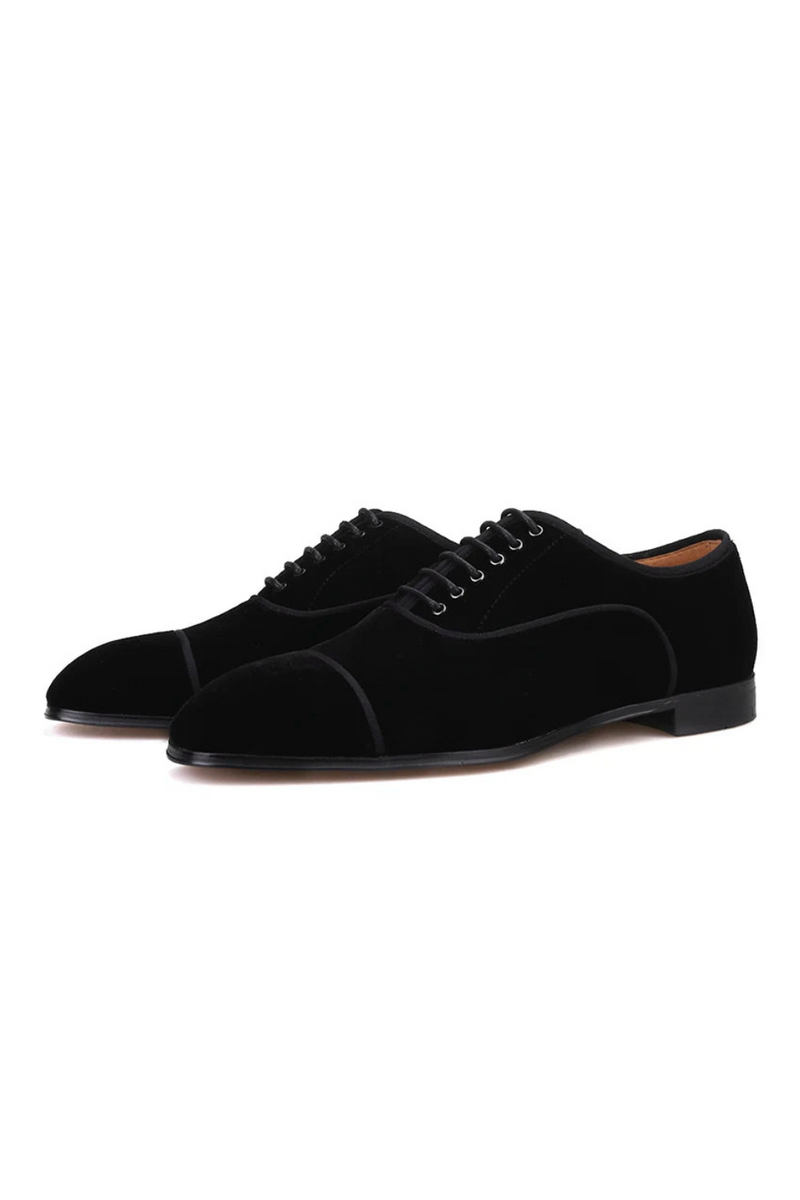Velvet Handmade Men's Dress Shoes For Wedding And Party Formal Wear Leather Insole Lace-Up Oxfords