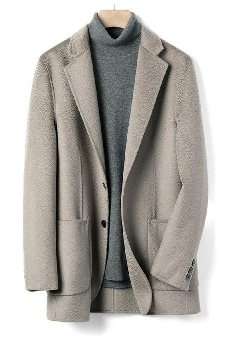 Australian wool double-sided wool coat men's suit jacket mid-length water wave Men overcoat Boy suit