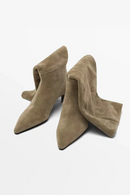 Natural Suede Women Shoes Autumn Winter Slip-On Boots Heels Pointed Toe Knee High Boots