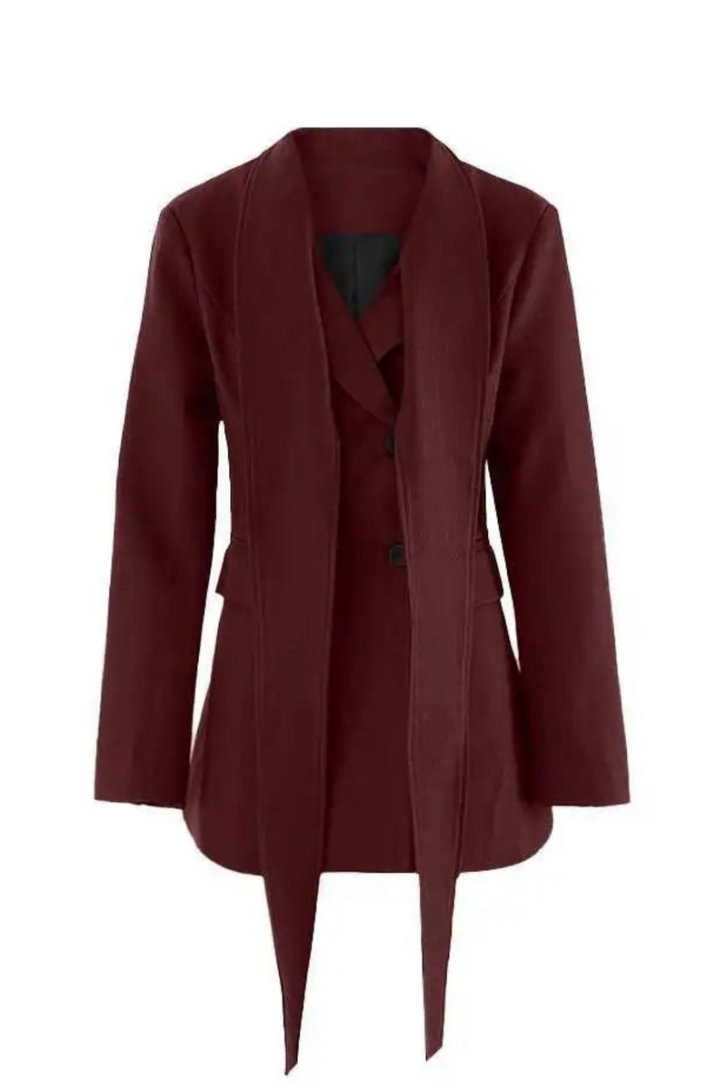 Lady Blazer Coat Long Sleeves Slim Waist Double Breasted Female Coats