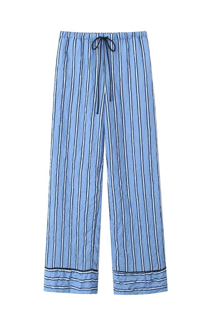 Casual Spring Summer Striped Women Spring Pajama Style Pants Women Pleated Pants