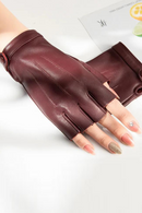 Leather Gloves Female Semi-Finger Genuine Leather Thin Style Driving Fitness Women Gloves Locomotive