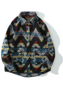 Flannel Men's Shirt Ethnic Style Element Pattern Long Sleeve Casual Button Up Pocket Jacket Brushed Soft Outdoor Top Shirts