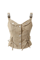 Women Denim Crop Top Style Sleeveless Off Shoulder Jean Corset Top