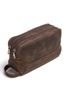 Genuine leather men's cosmetic bag male vintage wash bags man's make up bags travel organizer