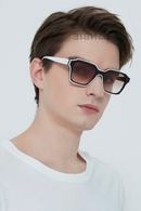 Handcrafted Acetate Rectangular Sunglasses Men Luxury Designer Glasses Uv400