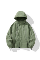 Men's autumn and winter trench coat, solid color windproof hooded jacket
