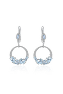 Sky Blue Statement Dangle Earrings in 925 Sterling Silver Handmade Circle Earrings Gift For Her