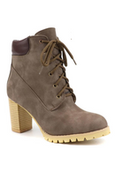 Women ankle boots round toe lace up winter boots high heels platform shoes ladies office shoes