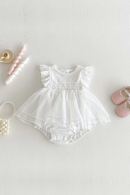 Lace Flying Sleeve Jumpsuit for Newborns in Summer Baby Children Baby Princess Mesh Bag Fart Clothes