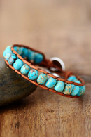 Leather Wrap Bracelet Stones Femme Vintage Weaving Designer Art Bracelet Jewelry Gifts