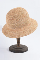 Handmade Ladies Crochet Natural Raffia Straw Bucket Hat For Spring Summer Beach Floppy Caps