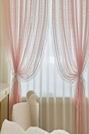 Romantic Sheer Pink Ruffle Curtains for Girls Bedroom Princess Bay Window Curtains Living Room