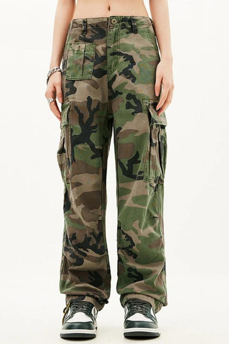 Camouflage Tactical Pants Men Loose Casual Pants Streetwear Hip Hop Cargo Pants Trousers