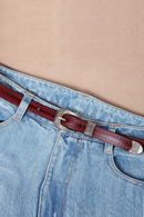 Women's Pin Buckle Belt Casual Leather Fine Vintage Pants for Women with Jeans