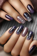 Ballet Full Cover Nail Square Head Purple Gradient Press on Nails Art Nail