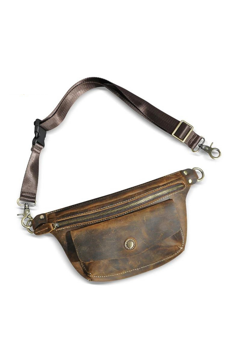Leather Travel Retro Fanny Waist Belt Bag Chest Pack Case For Men