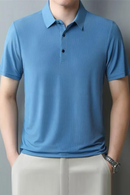 Men Polo Short T-shirt Summer Pure Flip Collar Thin Clothing Breathable