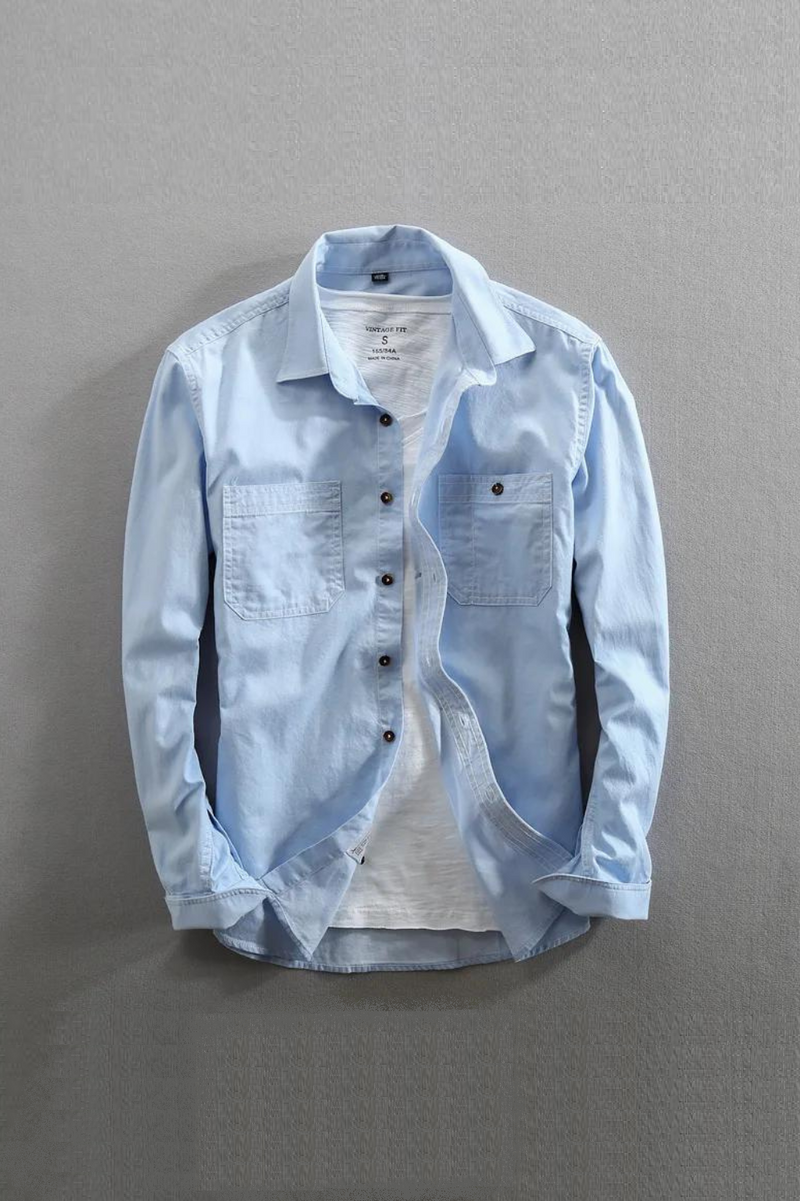 Men Jeans Shirt Cotton Long Sleeve Casual Style Vintage Slim Fit Denim Shirts Spring Autumn Clothing