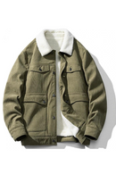Corduroy Jacket Men Winter Fleece Jacket Coats Casual Solid Cargo Jackets Corduroy Coats Male