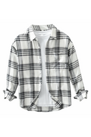 Classical Plaided Shirt Men Spring Fall Long Sleeve Business Casual Teens