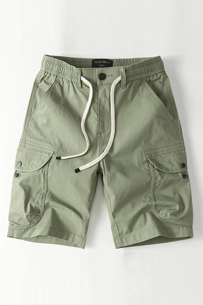 Cargo Shorts Men Summer Short Pants Casual Solid Elastic Waist Shorts Male Summer Short