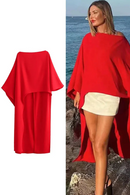 Summer Women Asymmetrical Dress Solid Casual Loose Cape Woman Elegant Evening Dress