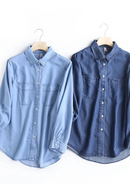 Denim Shirt Women's Spring Summer Soft Jeans Outer Wear Pocket Blouses Drape Thin Coat Tops