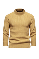 Knitted Sweaters for Men Solid Color Mock Turtleneck Pullover Sweater Tops Mens Clothing