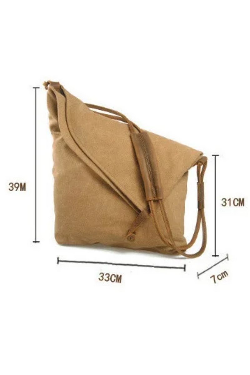Canvas Leather Shoulder Bag For Women Large Capacity Female Message Bag Soft Foldable Women