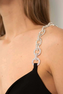 Stonefans Geometric Shoulder Straps Wedding Bra Chest Bride Elegant Evening Wear Round Bridesmaid Jewelry Gift Accessories Women