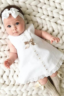 Baby Summer Clothing 0-24M Infant Newborn Baby Girl Lace Dress Sleeveless Bowknot Rib Solid White Shift Gown Headband