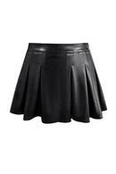 Pleated Mini Skirts Women Spring Summer Casual Leather Basic Solid Black Skirt Female