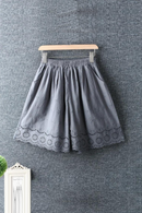 Summer Fresh Elasticated Waist Hollow out embroidery linen loose wide-leg Pants