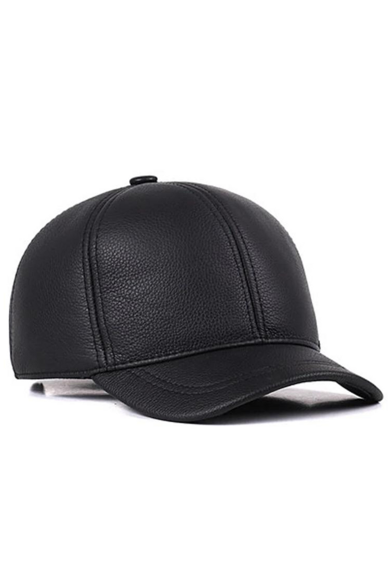 Genuine Leather Wide Brim Baseball Caps Men Classic Sewing Snapback Golf Social Tricycle Warm Hats