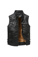 Winter Men Vest Fleece Warm Windbreaker Jackets Men Retro Leather Waistcoats