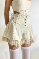 Mesh Tiered Ruffle Shorts Skirts Wide  Hot Pants Soft Girls Shorts