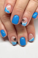 Press on Nails Art Spring Summer Purple Flower False Nail Sets Nails Tips Short Square Manicure