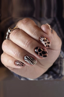 24Pcs Leopard Press on Nails Short Almond False Nails Spots Fake Nails Autumn Winter Nail Art