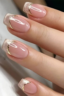 24Pcs Press on Nails Short Square Round Full Coverage Nail Tips for Women & Girl