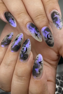 24pcs Smudging Blue False Nails Gentle Almond Gold Star Patterns Press On Nails Romantic Wearable Fake Nail Spicy Girl Manicure