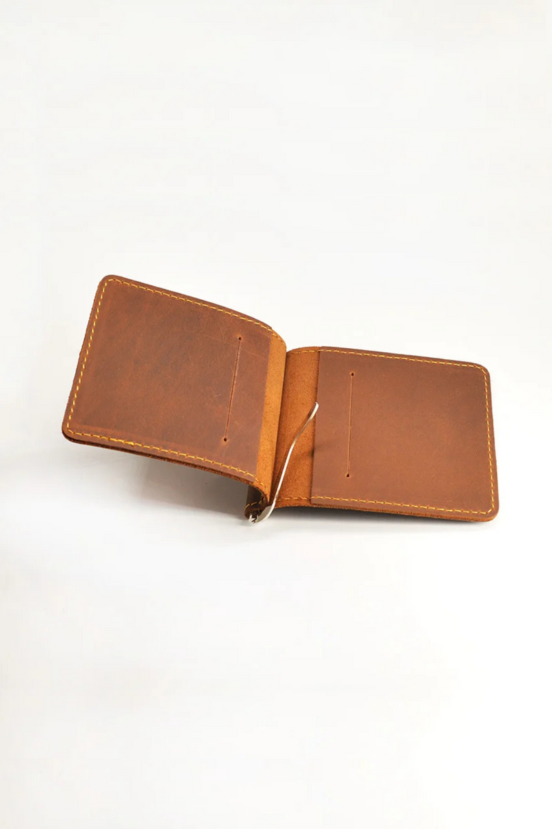 Handmade Genuine Leather Men Money Clip Wallet with Card Holder Money Holder Wallet Men Wallet Clip Bill Holder