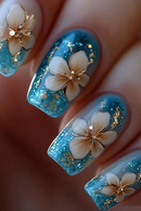 Nails for women girls flowers Mushroom beach for Summer Autumn Press on false nail tips