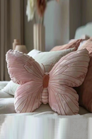 Rural Girl Heart Butterfly Pillow Cute Original Pillow Soft Pink Butterfly Pillow Bedhead Pillow
