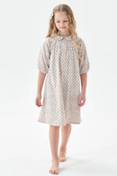 kids girls embroidery brown floral summer cotton flare dress children girl cotton lining sleeve flower dresses